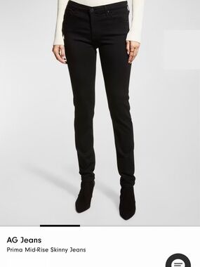 Ag Adriano Goldschmied Black Mid-Rise Skinny Jeans